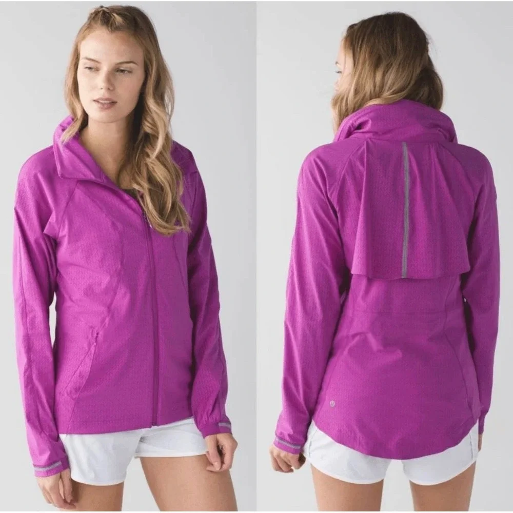 Lululemon Purple Run Speed Jacket Chevron Embossed Stowable Hood Women's 10